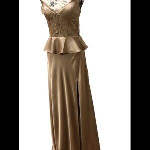 V Chapman DIANTHUS Gown Dress 6 ‘Doeskin’ Beige Maxi Lace Corset RHOM-Miami! NWT